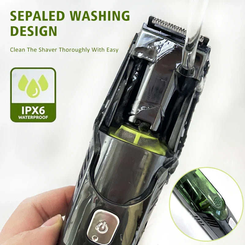Cordless Beard Trimmer & Electric Shaver 20 Trim Settings Green