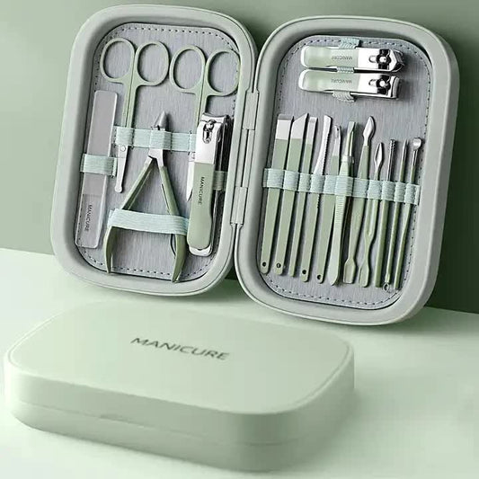 NNEDSZ 18-Piece Manicure and Pedicure Set - Stainless Steel Nail Clipper Kit | Professional Nail Care Grooming Tools | Compact Portable Case