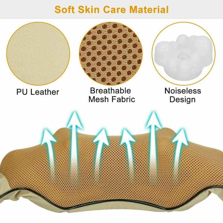 NNEDSZ Portable Kneading Neck and Shoulder Massager with Heat - Four-Button Design, Beige