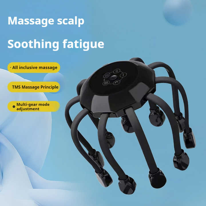 NNEDSZ Black Standard B model [5 modes + vibration + timing]  Multifunctional Electric Head Massager with 14 Nodes- Scalp Stress Relief