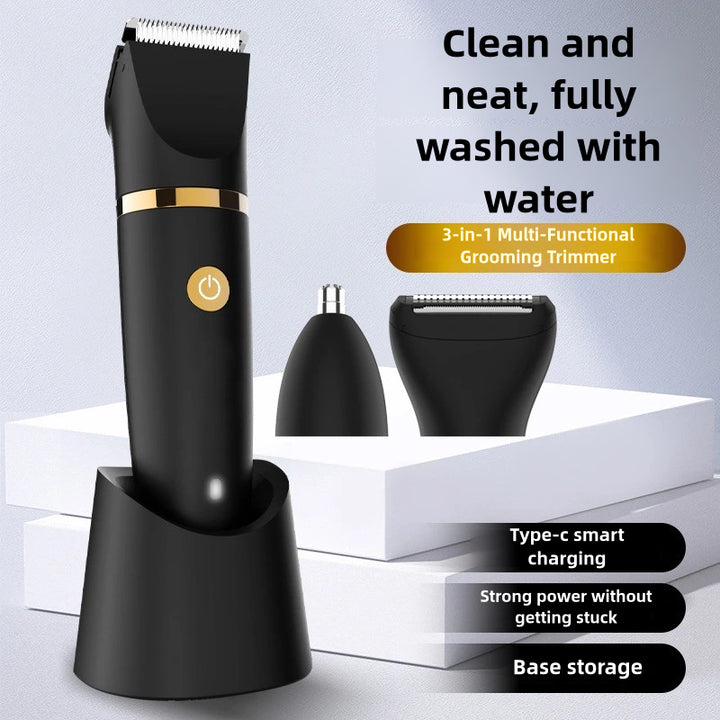 NNEDSZ 3-in-1 Waterproof Rechargeable Electric Hair Trimmer Set for Men - Professional Grooming Kit
