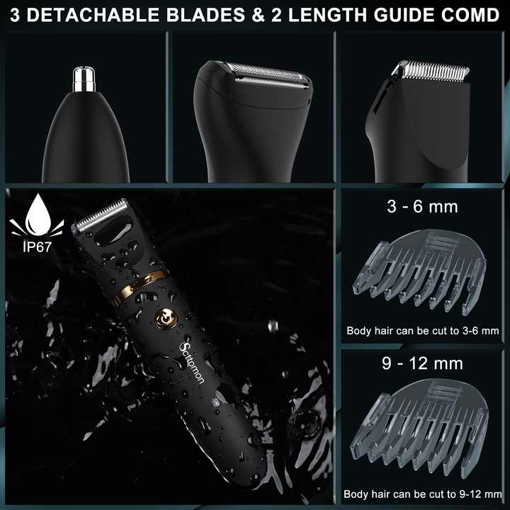 NNEDSZ 3-in-1 Waterproof Rechargeable Electric Hair Trimmer Set for Men - Professional Grooming Kit