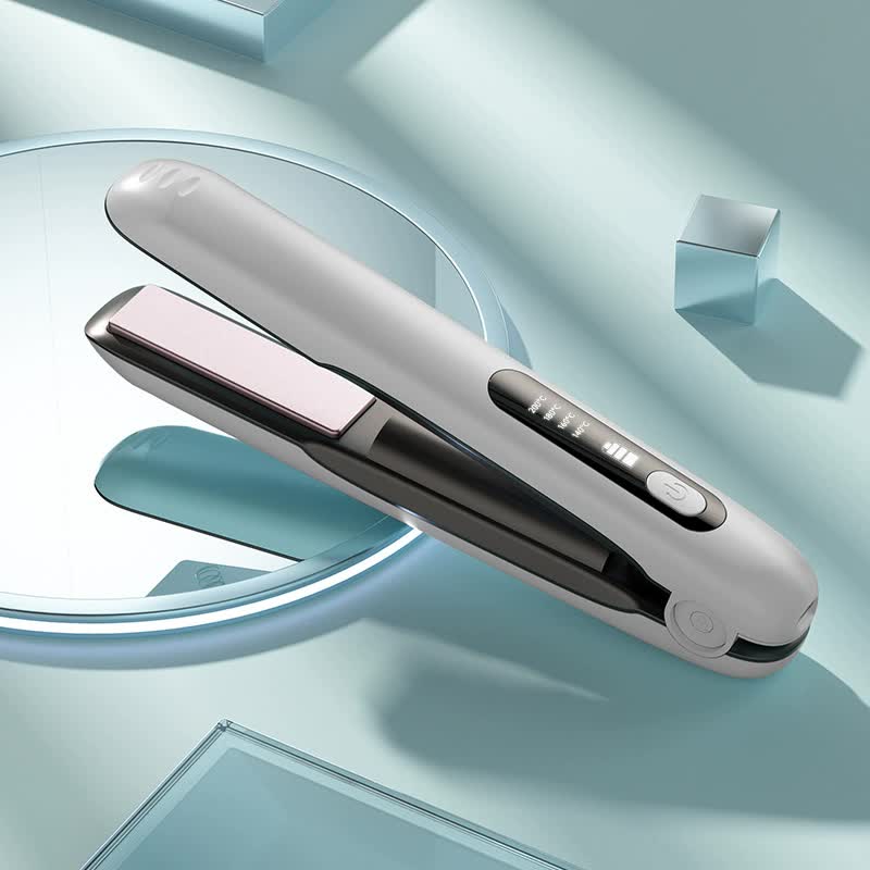 NNEDSZ White Wireless Rechargeable Hair Straightener with 5000mAh Battery - Portable Design & Adjustable Temperature