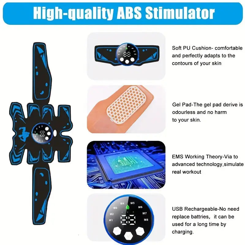 NNETM Abdominal Muscle Stimulator Trainer with 6 Modes and 19 Intensity Levels